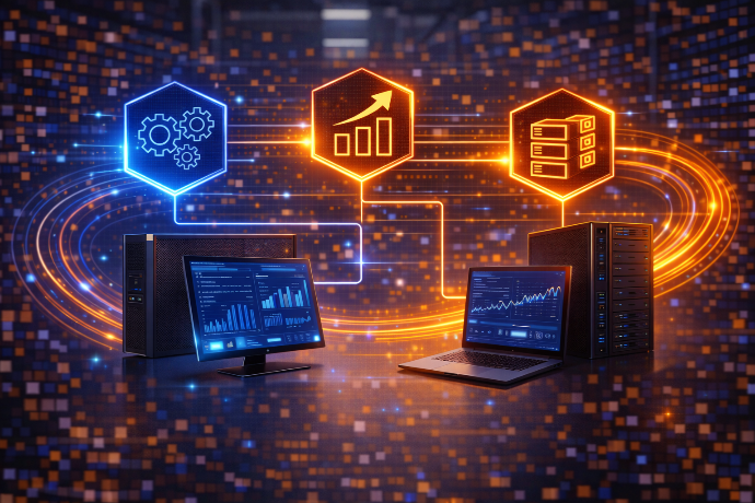 Equipos informáticos profesionales configurados para empresa