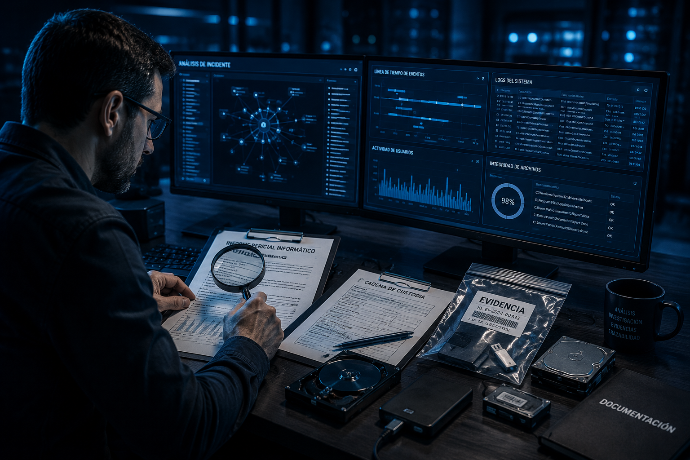 Análisis técnico forense y revisión profesional de incidentes informáticos